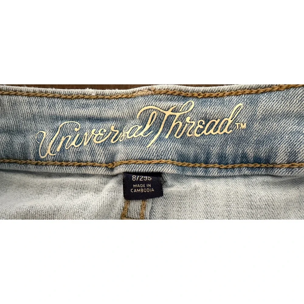 Universal Thread Womens Mid Rise Curvy Skinny Jeans Light Wash Ripped Size 8/29S